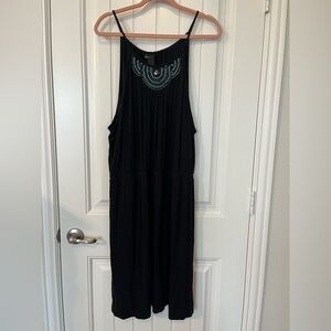 Lane Bryant spaghetti strap black dress with turquoise jewel detail 26/28